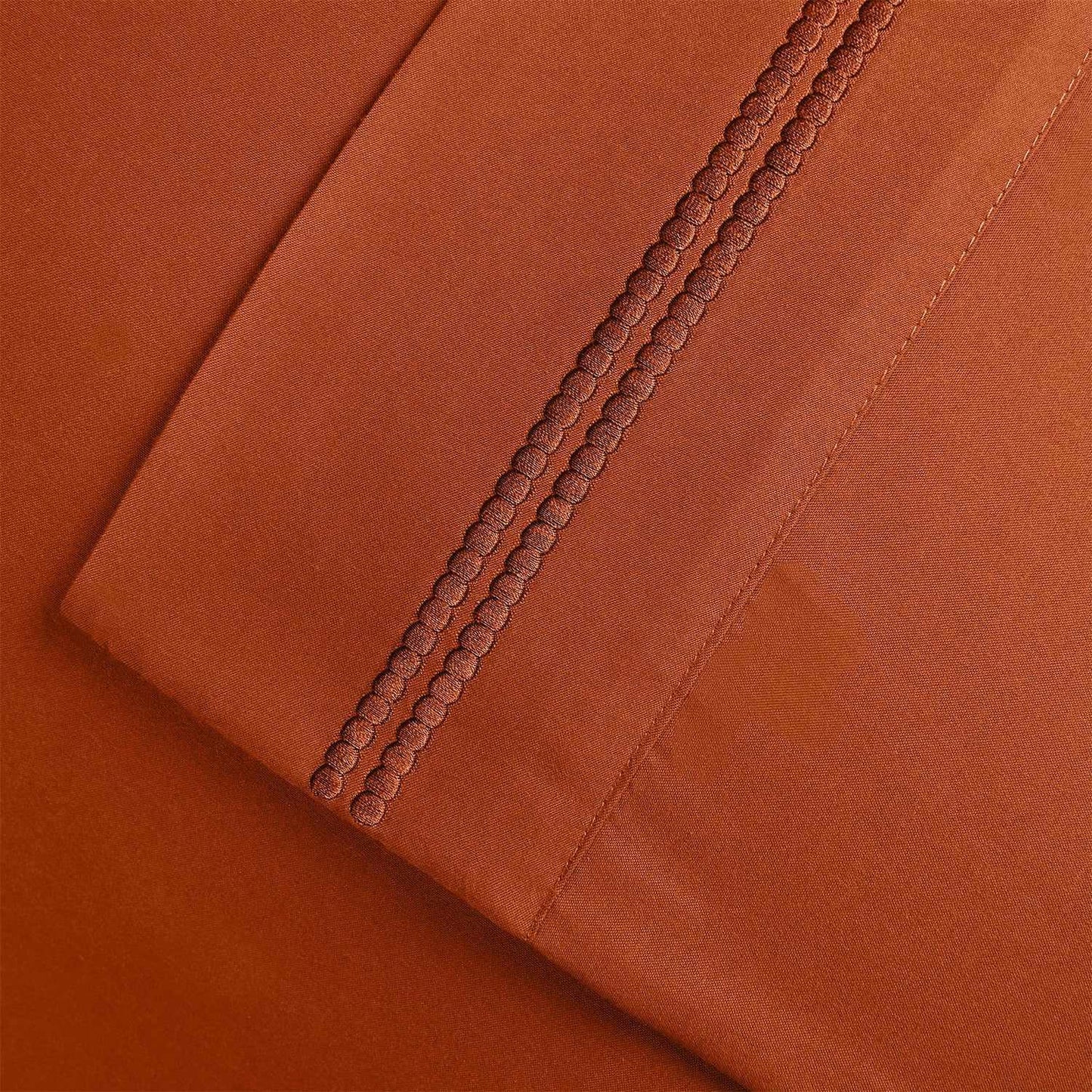 Superior 3000 Series Wrinkle Resistant 2 Line Embroidery Sheet Set - Pumpkin