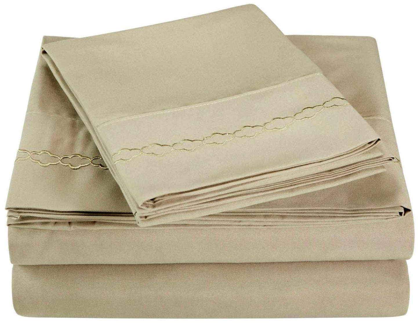 3000 Series Wrinkle Resistant Cloud Embroidered Sheet Set - Sage