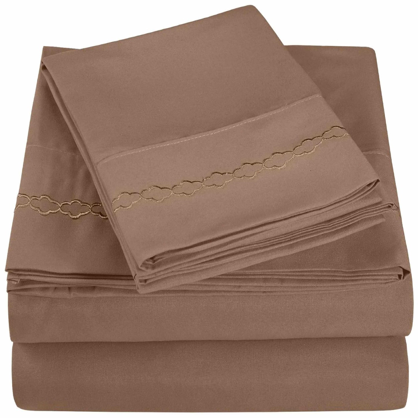 3000 Series Wrinkle Resistant Cloud Embroidered Sheet Set - Taupe