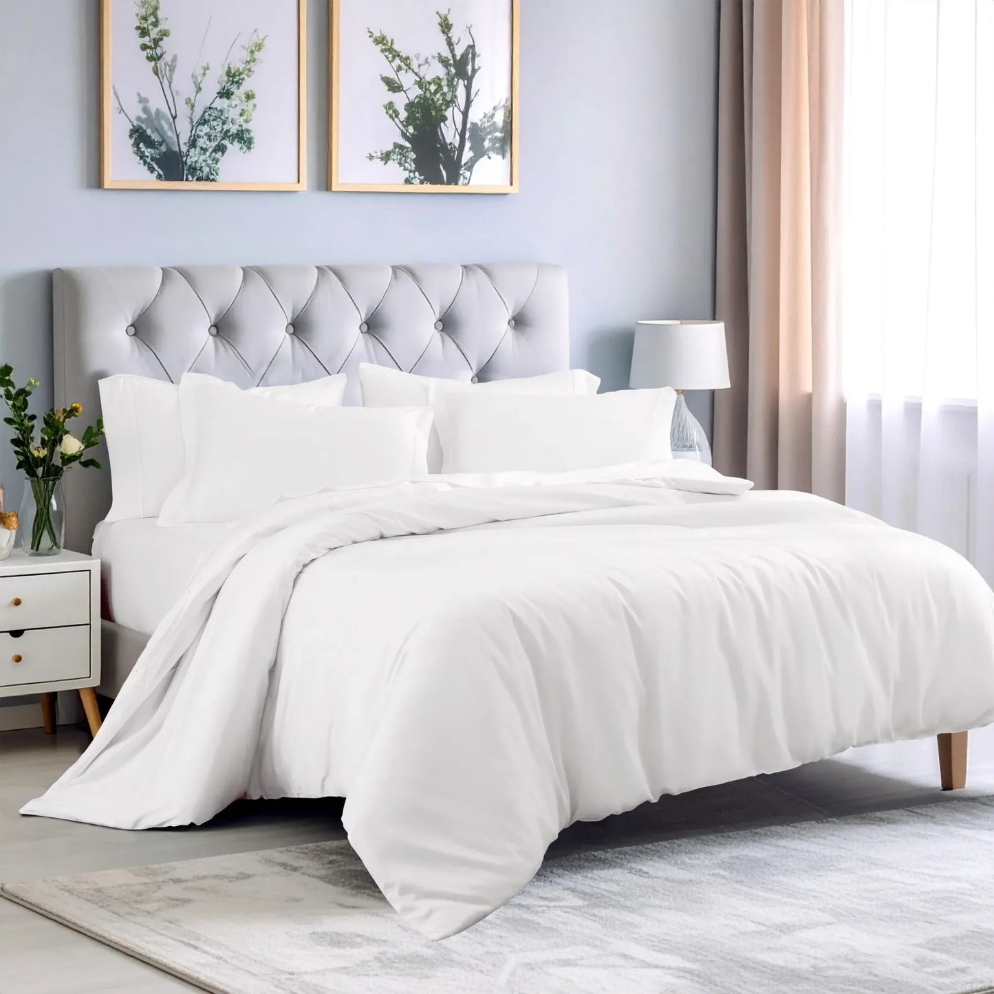 100% Rayon From Bamboo 300 Thread Count Solid Duvet Cover Set