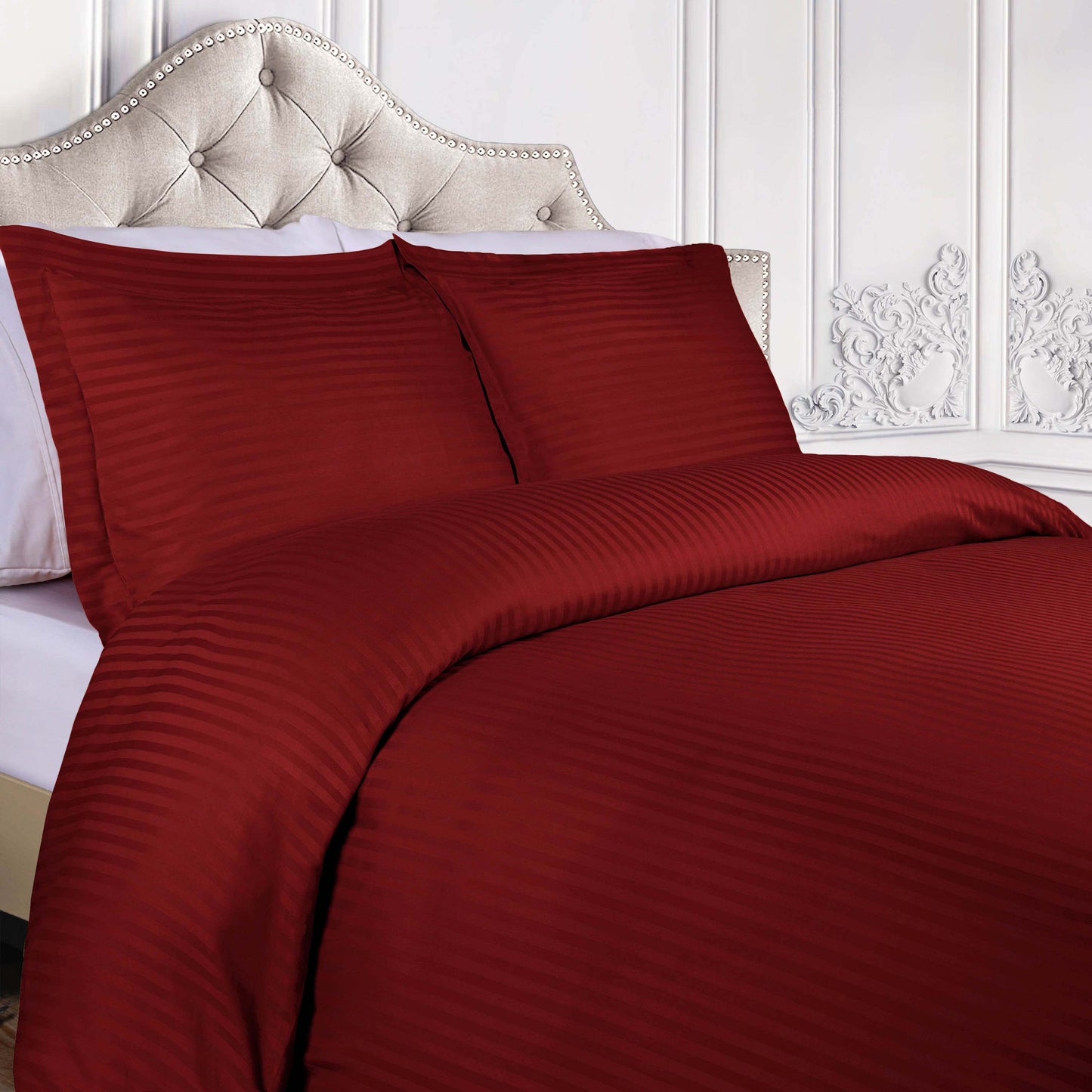 Superior Egyptian Cotton 300 Thread Count Duvet Cover Set - Burgundy