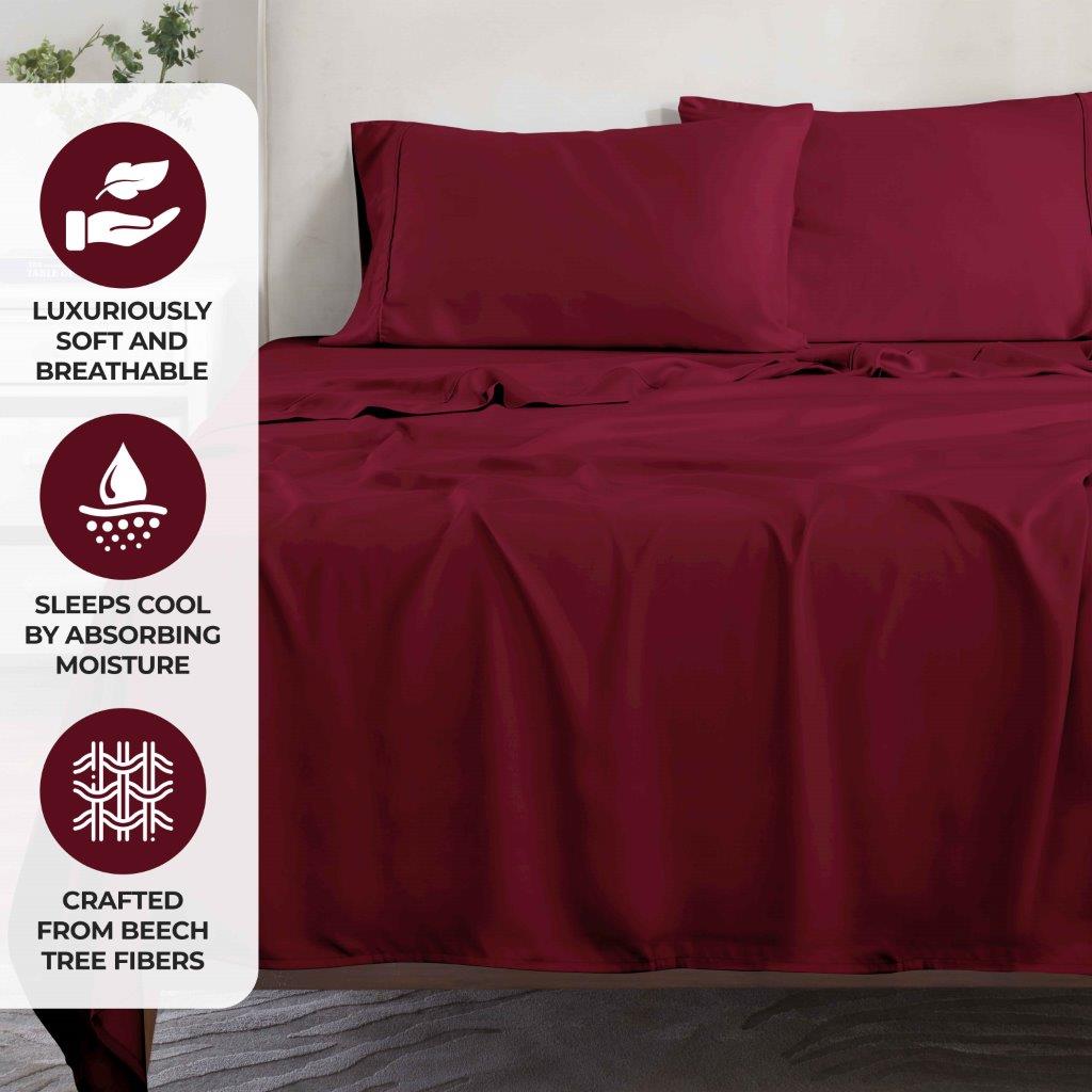 300 Thread Count Modal from Beechwood Solid Pillowcase Set - Burgundy
