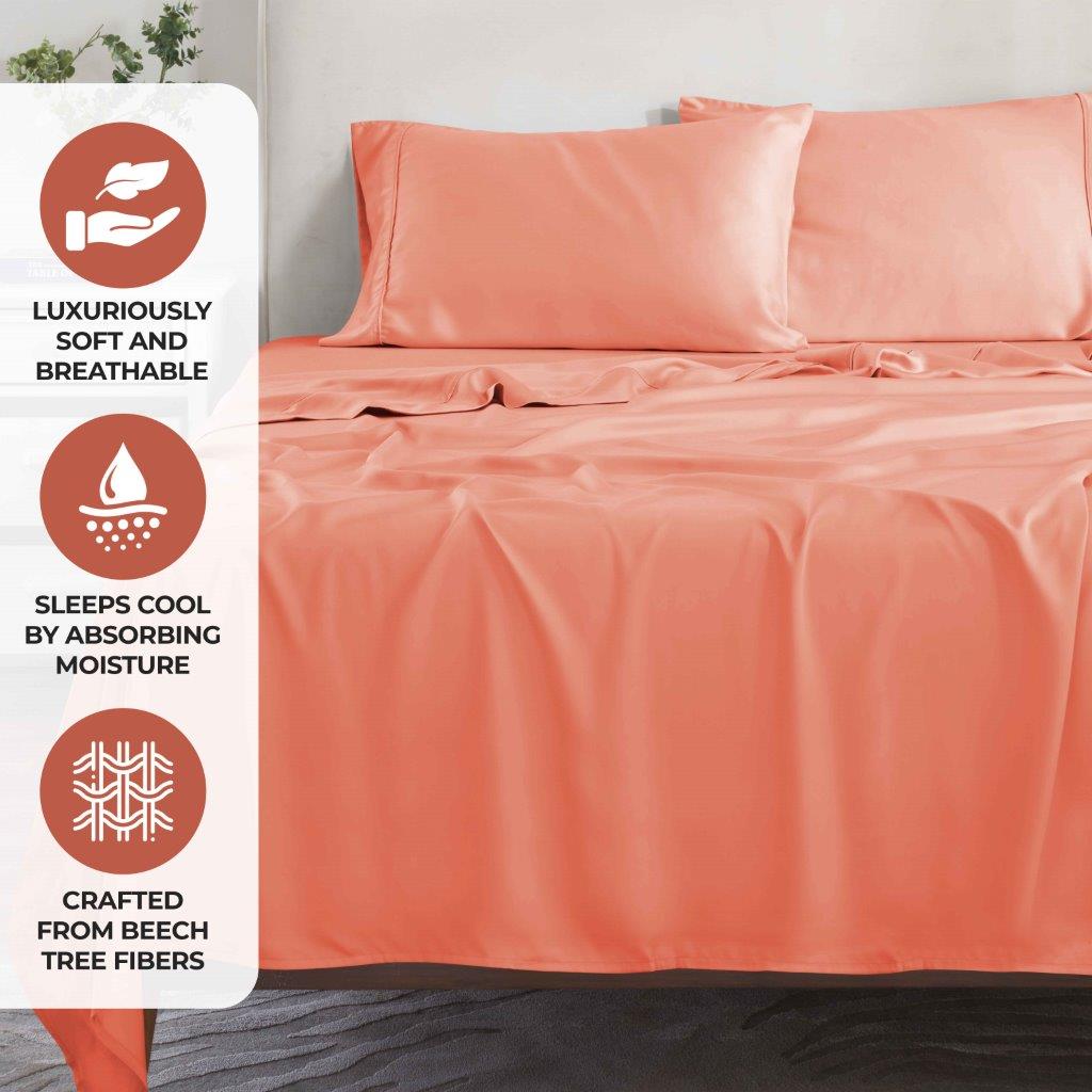 300 Thread Count Modal from Beechwood Solid Pillowcase Set - Coral