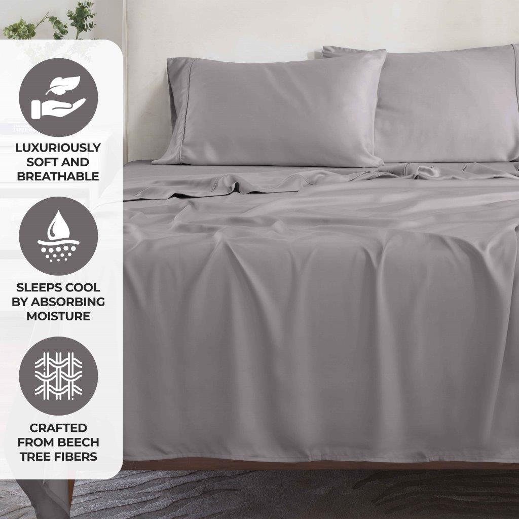 300 Thread Count Modal from Beechwood Solid Pillowcase Set - Grey