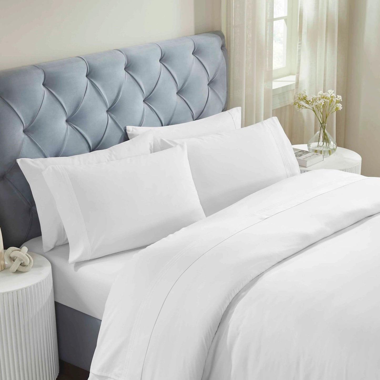 Brandon Cotton Three-Line Embroidered Deep Pocket Bed Sheet Set