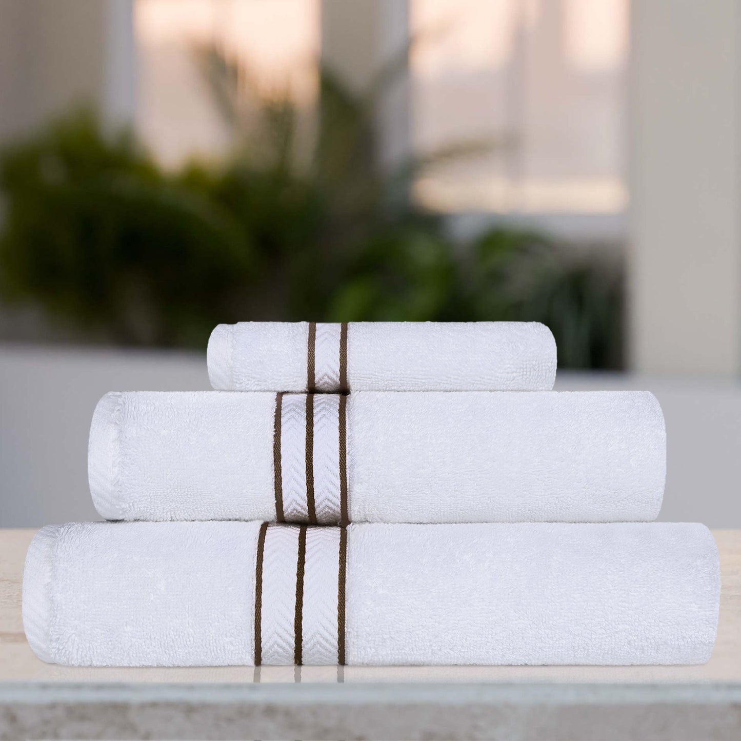 Ultra-Plush Turkish Cotton Hotel Collection Super Absorbent Solid Luxury Bathroom Set - Latte