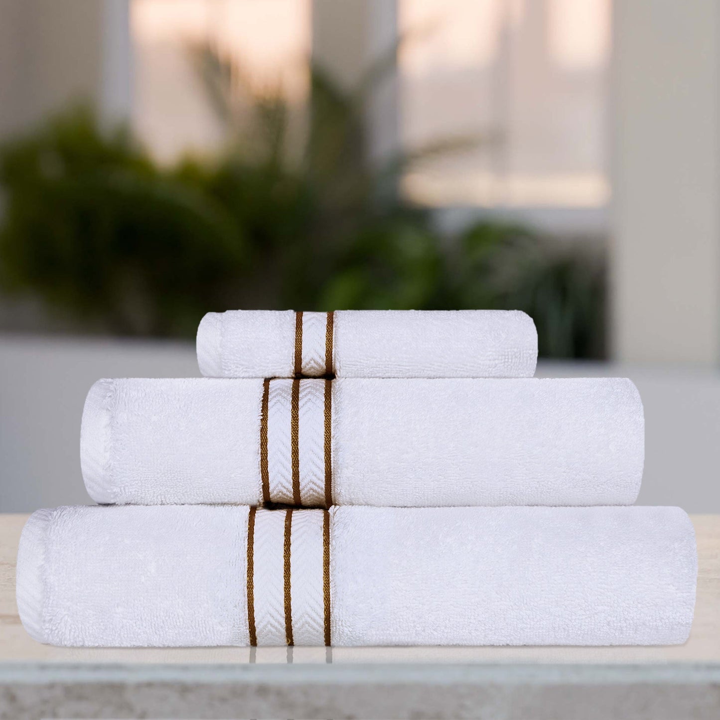 Ultra-Plush Turkish Cotton Hotel Collection Super Absorbent Solid Luxury Bathroom Set - Toast