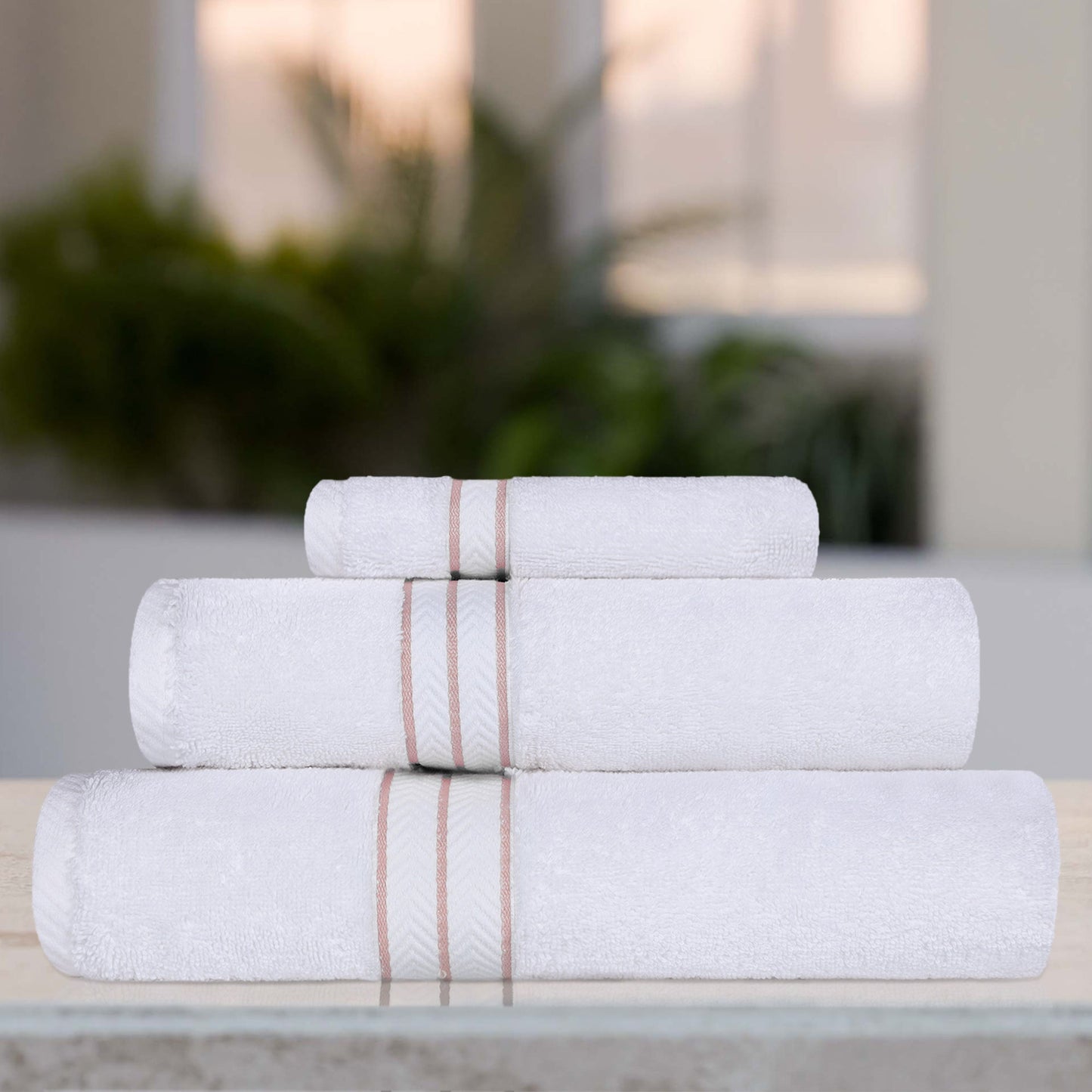 Ultra-Plush Turkish Cotton Hotel Collection Super Absorbent Solid Luxury Bathroom Set - Tea Rose