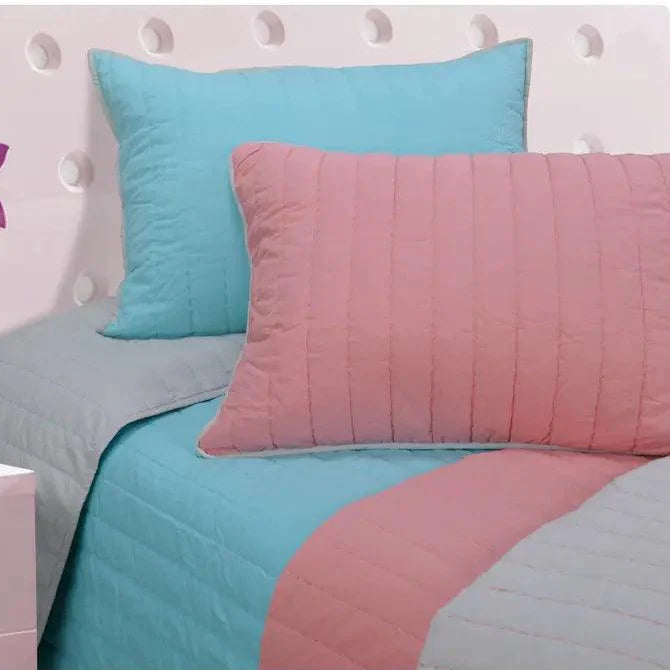 Brandon Cotton EmbroideredSolid Reversible Striped Quilt Set