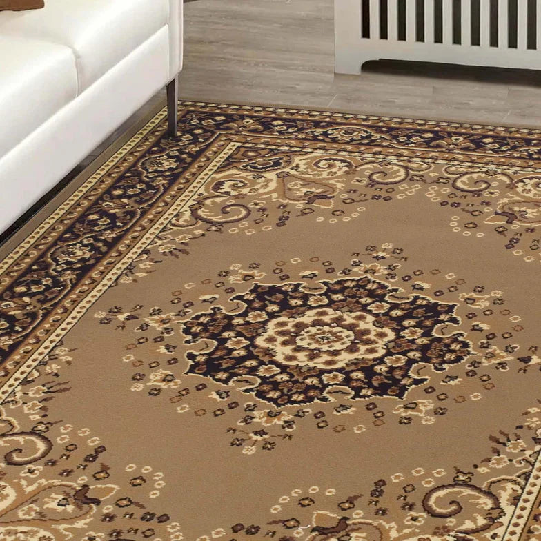 Leopold Formal Medallion Indoor Area Rug Or Runner Rug - Gold