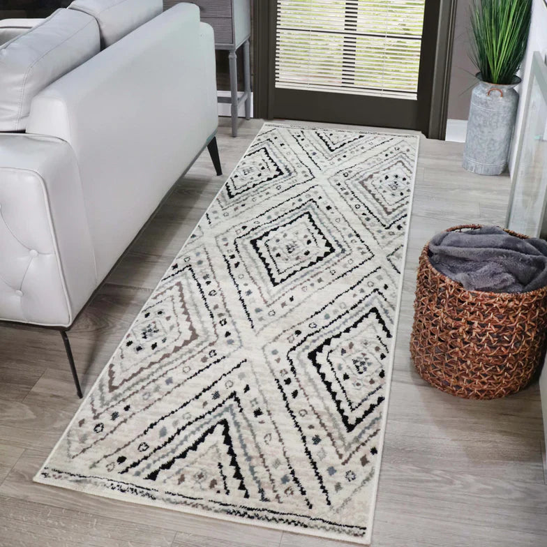 Ozark Geometric Diamonds Indoor Area Rug Or Runner Rug - Slate