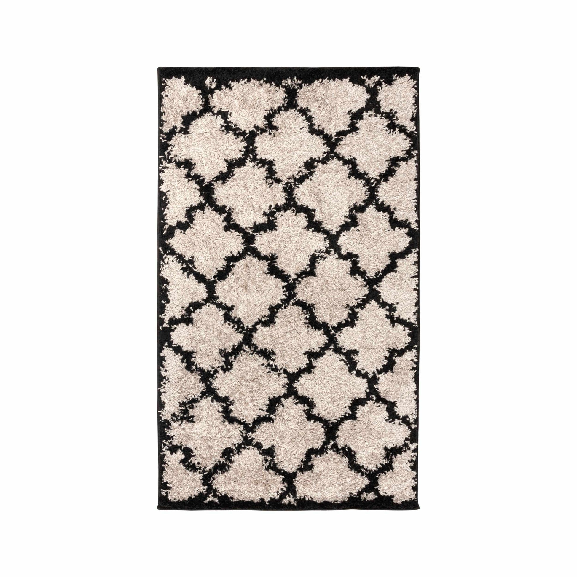 Superior Bengali Modern Geometric Lattice Trellis Indoor Shag Area Rug - Charcoal