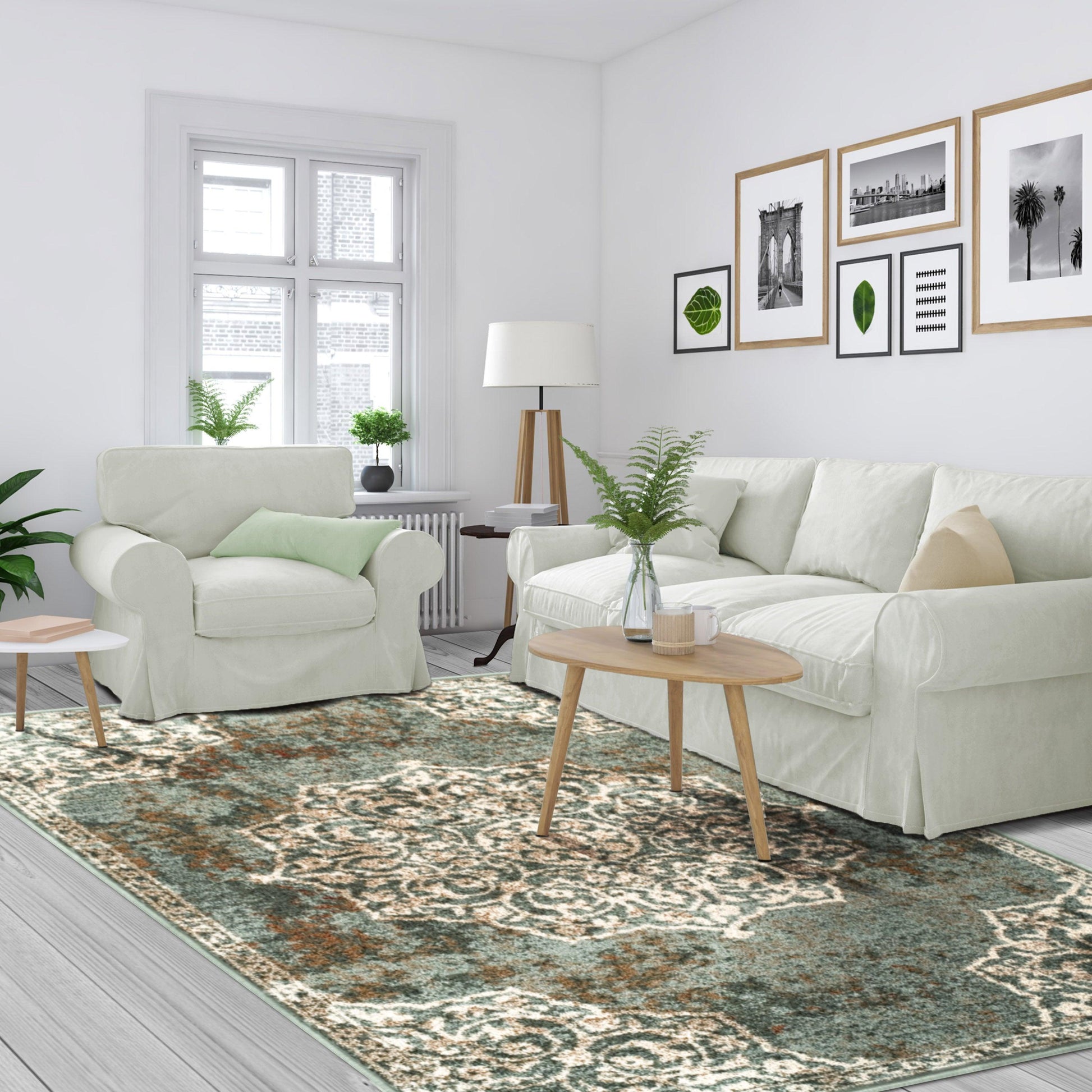 Superior Oriental Medallion Oxidized Area Rug - Blue