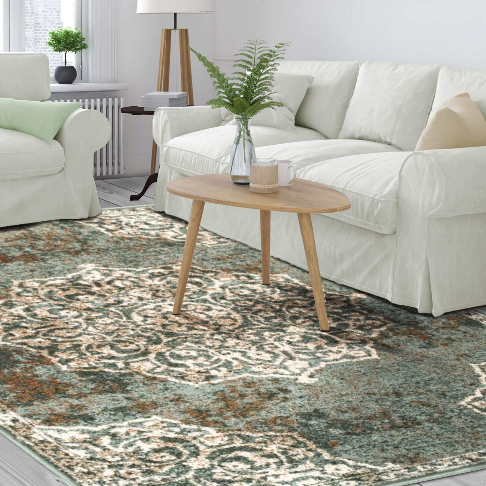 Superior Oriental Medallion Oxidized Area Rug - Blue