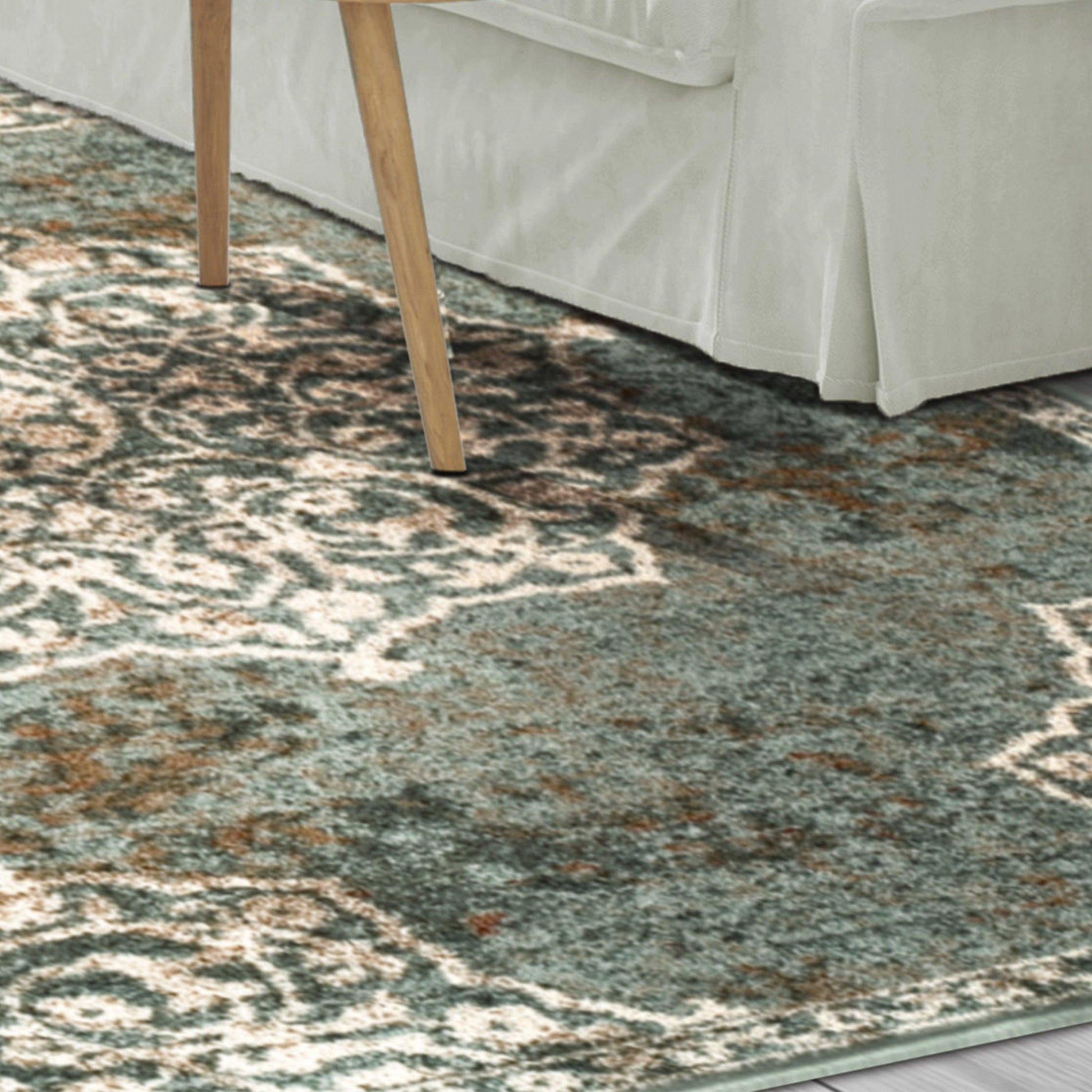 Superior Oriental Medallion Oxidized Area Rug -  Blue