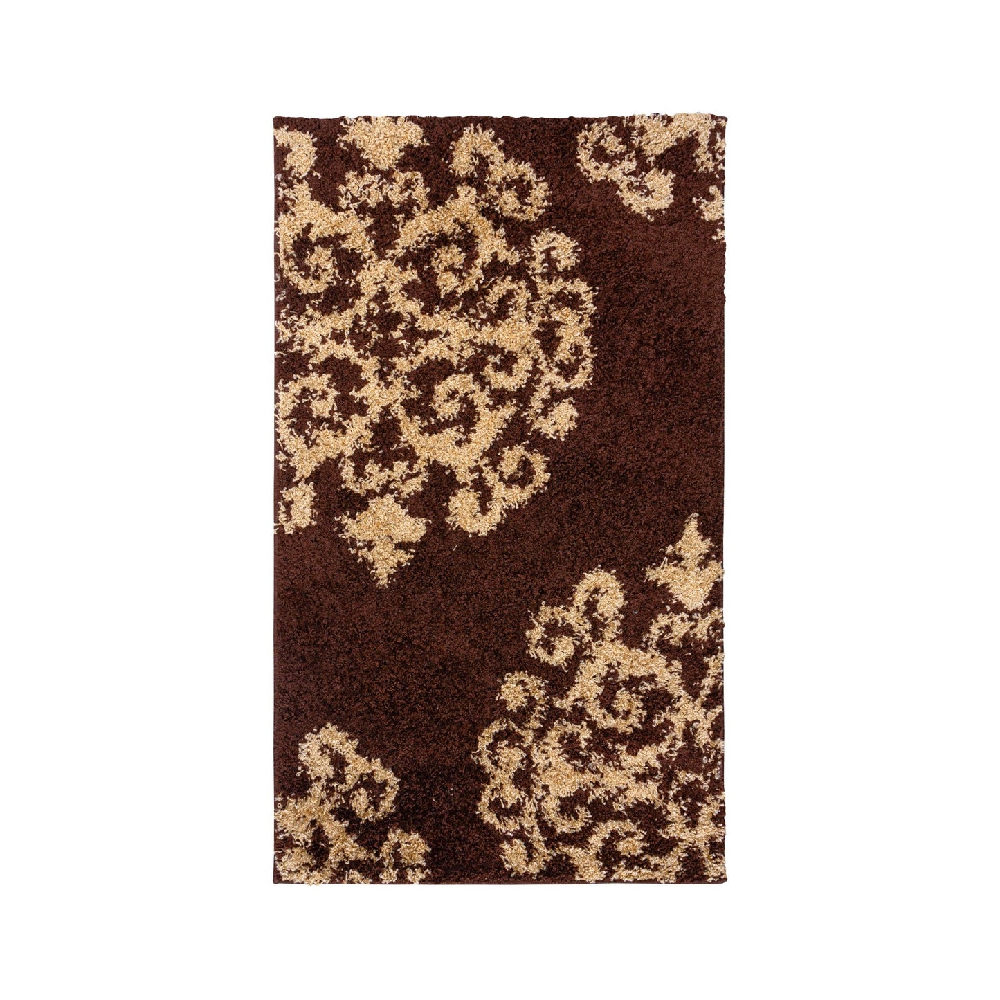 Superior Victorian Glam Floral Medallion Indoor Shag Area Rug - Black Gold