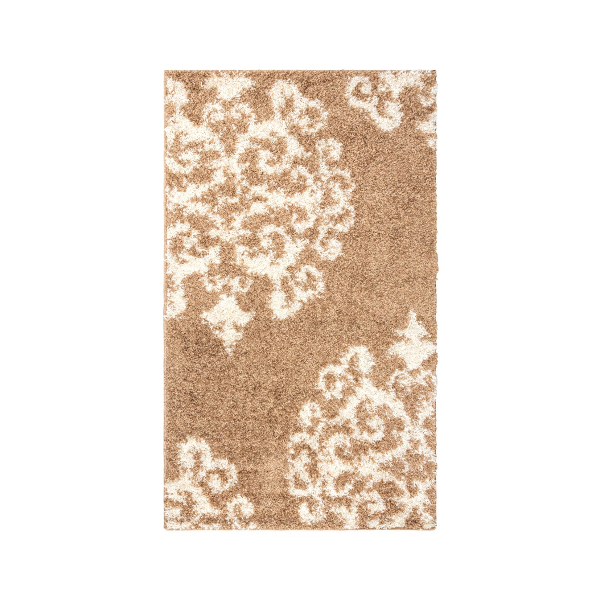 Superior Victorian Glam Floral Medallion Indoor Shag Area Rug -  Gold-White