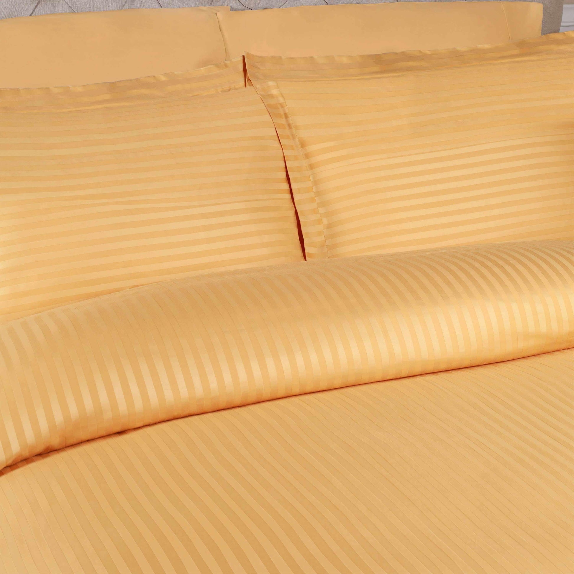 Superior 400 Thread Count Lightweight Stripe Egyptian Cotton Duvet Cover Set - Gold