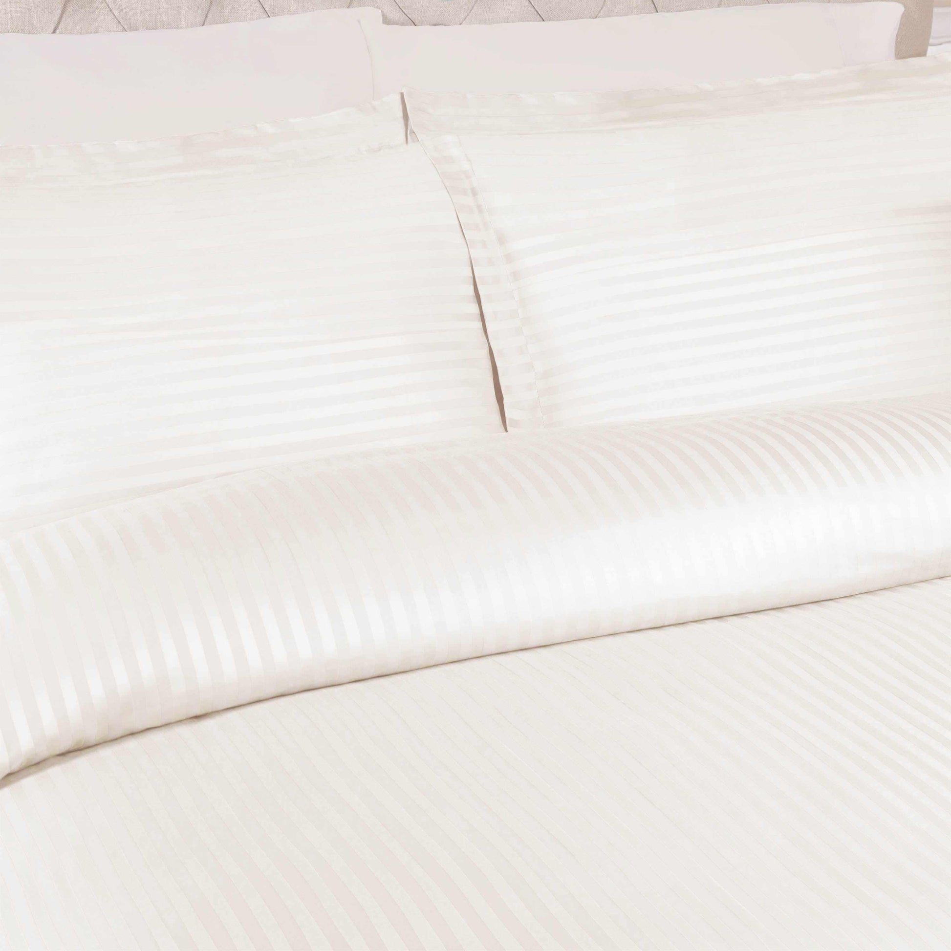 Superior 400 Thread Count Lightweight Stripe Egyptian Cotton Duvet Cover Set - Ivory