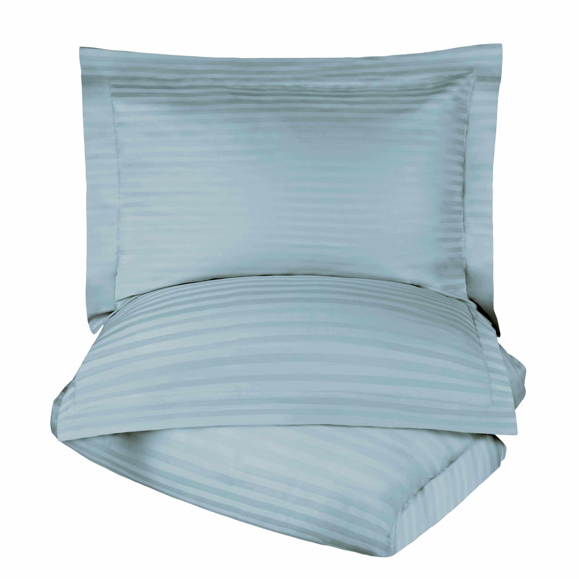 Superior 400 Thread Count Lightweight Stripe Egyptian Cotton Duvet Cover Set - Light Blue