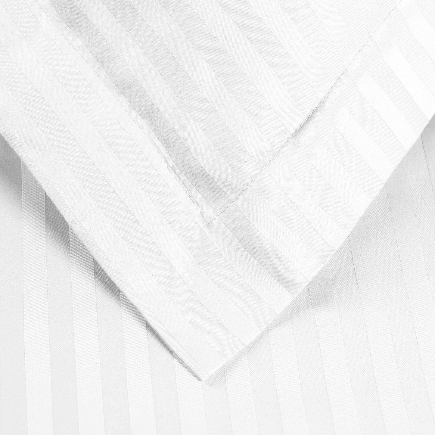 Superior 400 Thread Count Lightweight Stripe Egyptian Cotton Duvet Cover Set - White