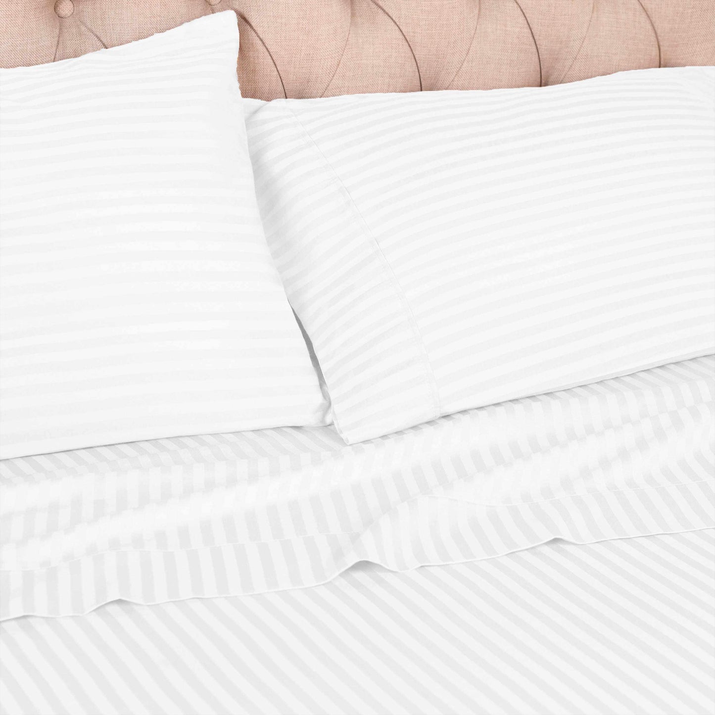 400 Thread Count Soft Stripe Egyptian Cotton Pillowcase Set - White