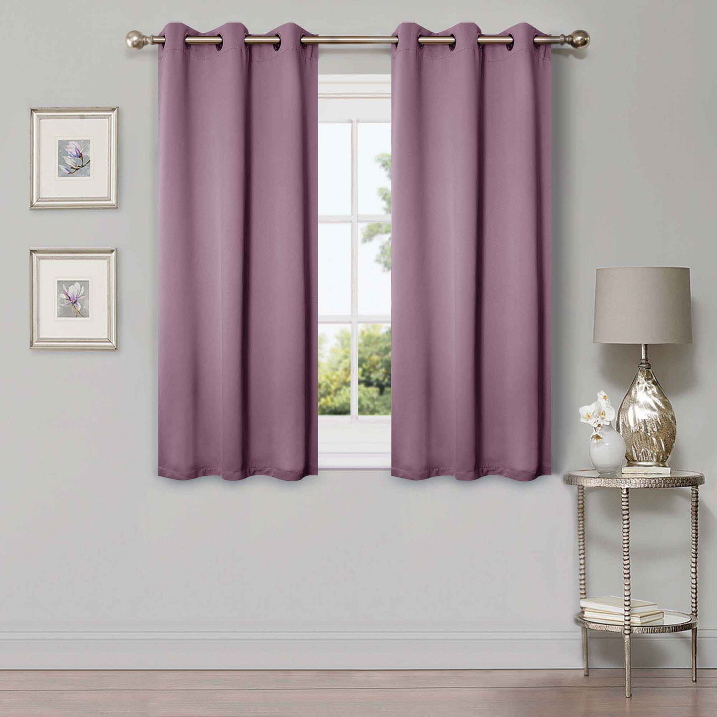 Solid Machine Washable Room Darkening Blackout Curtains, Set of 2 - Wisteria