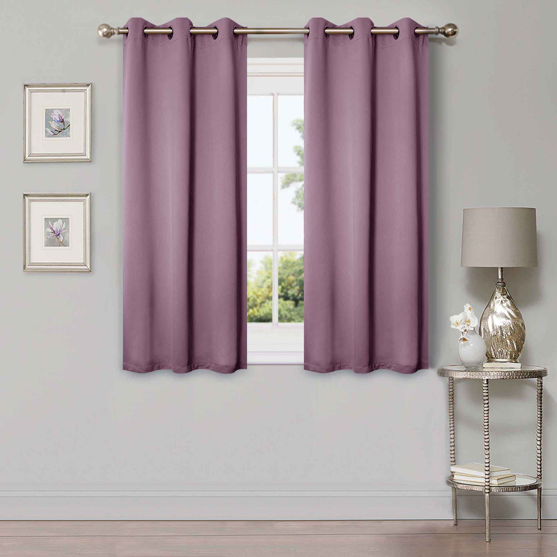 Solid Machine Washable Room Darkening Blackout Curtains, Set of 2 - Wisteria