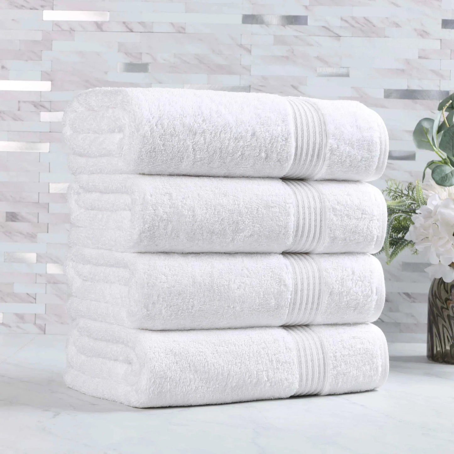 Heritage Egyptian Cotton Plush Absorbent Luxury Bath Towel Set of 4