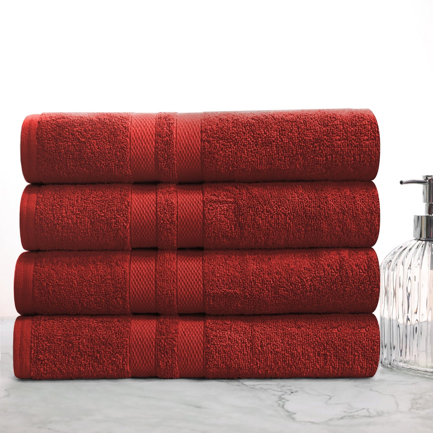 Superior Ultra Soft Cotton Absorbent Solid Bath Towel (Set of 4) - Maroon