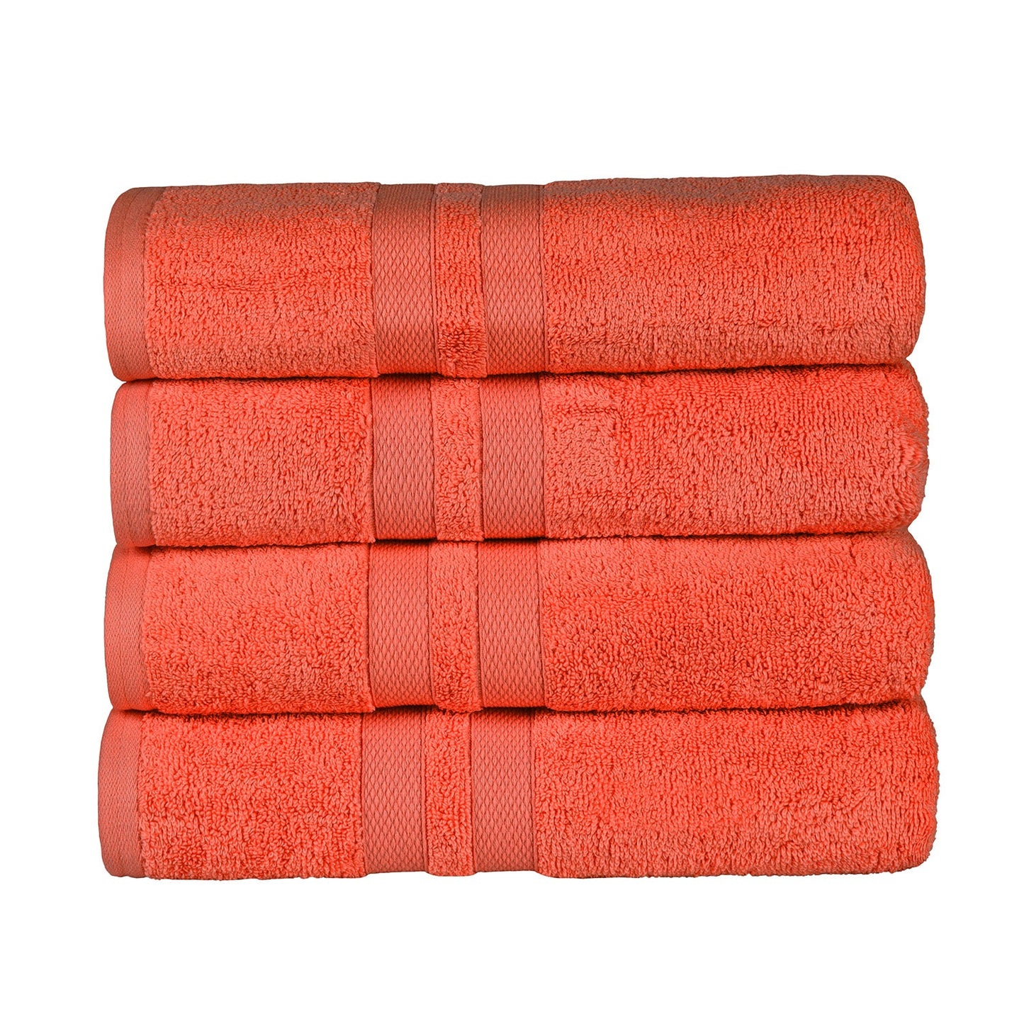 Superior Ultra Soft Cotton Absorbent Solid Bath Towel (Set of 4) - Tangerine