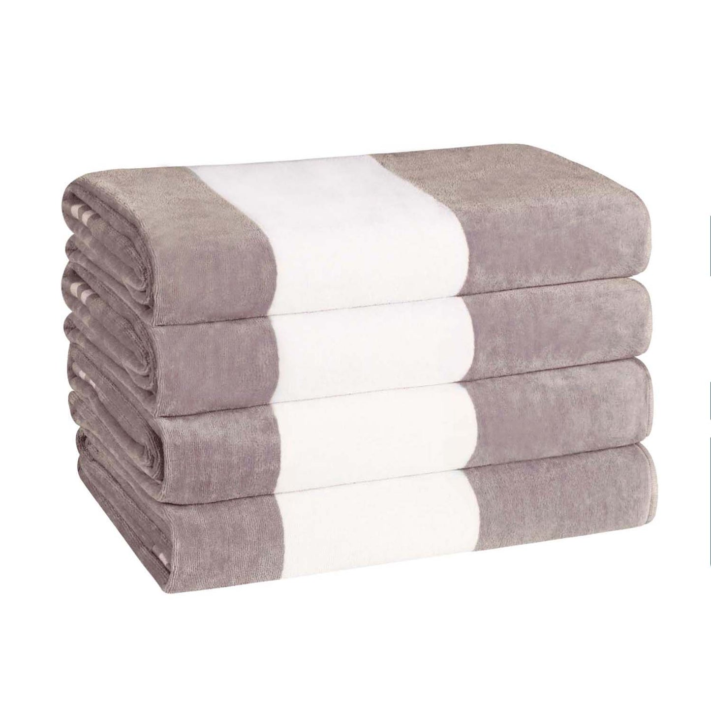 Superior Cabana Stripe Oversized Cotton Beach Towel Set Of 2,4,6 - Light Grey