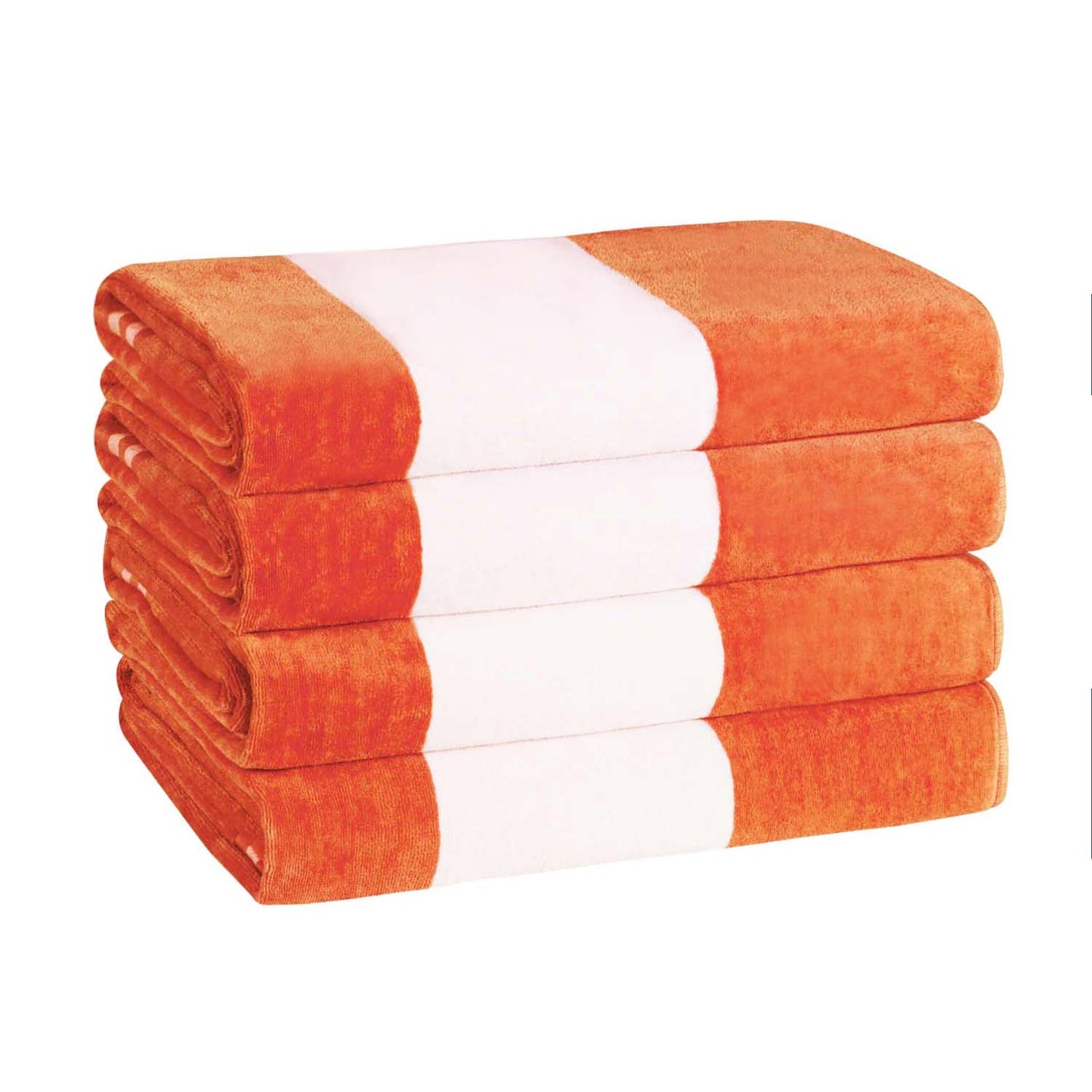 Superior Cabana Stripe Oversized Cotton Beach Towel Set Of 2,4,6 - Orange