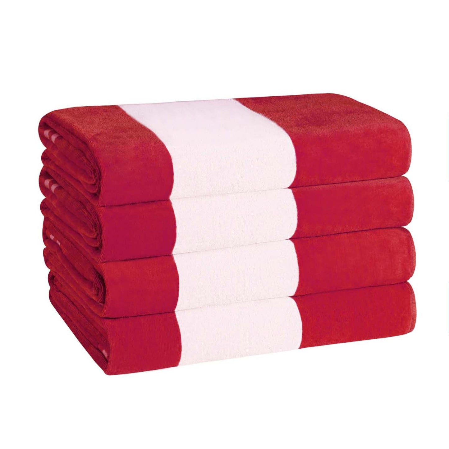 Superior Cabana Stripe Oversized Cotton Beach Towel Set Of 2,4,6 - Red