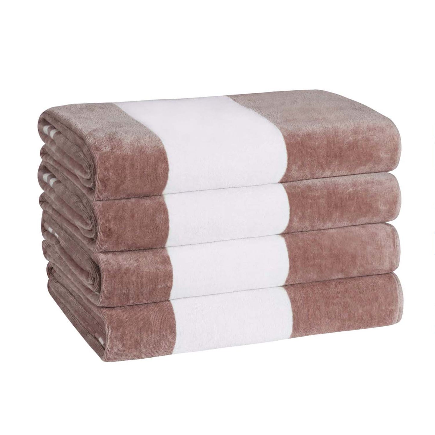 Superior Cabana Stripe Oversized Cotton Beach Towel Set Of 2,4,6 - Taupe