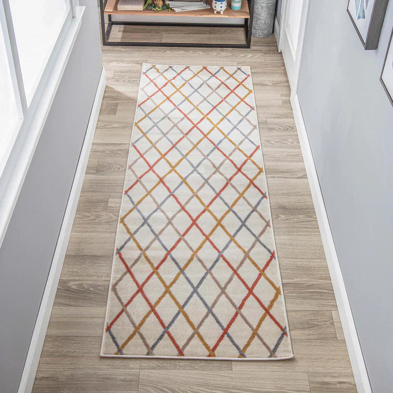 Ellis Diamond Trellis Modern Indoor Area Rug - Bone