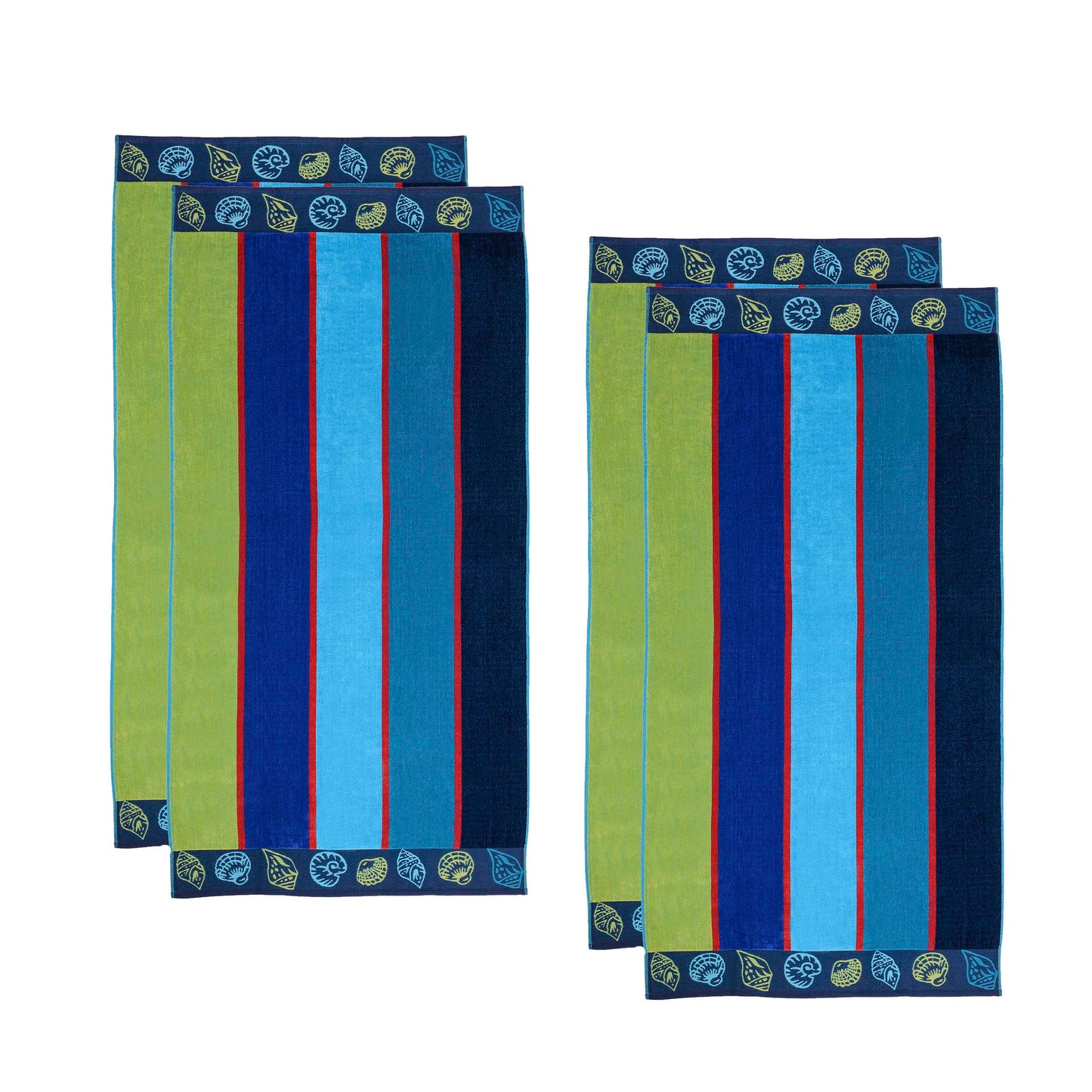 Sea Shells Oversized Cotton 4 Piece Beach Towel Set