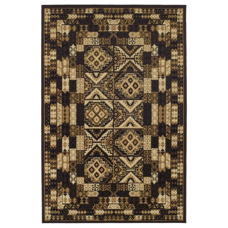 Tribal Geometric Mosaic Indoor Area Rug or Runner Rug - Green