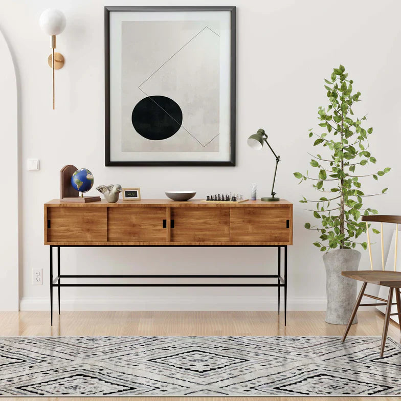 Ozark Geometric Diamonds Indoor Area Rug Or Runner Rug - Slate