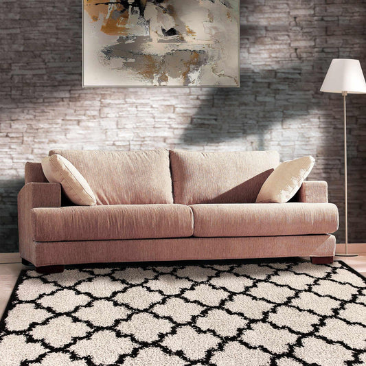Superior Bengali Modern Geometric Lattice Trellis Indoor Shag Area Rug - Charcoal