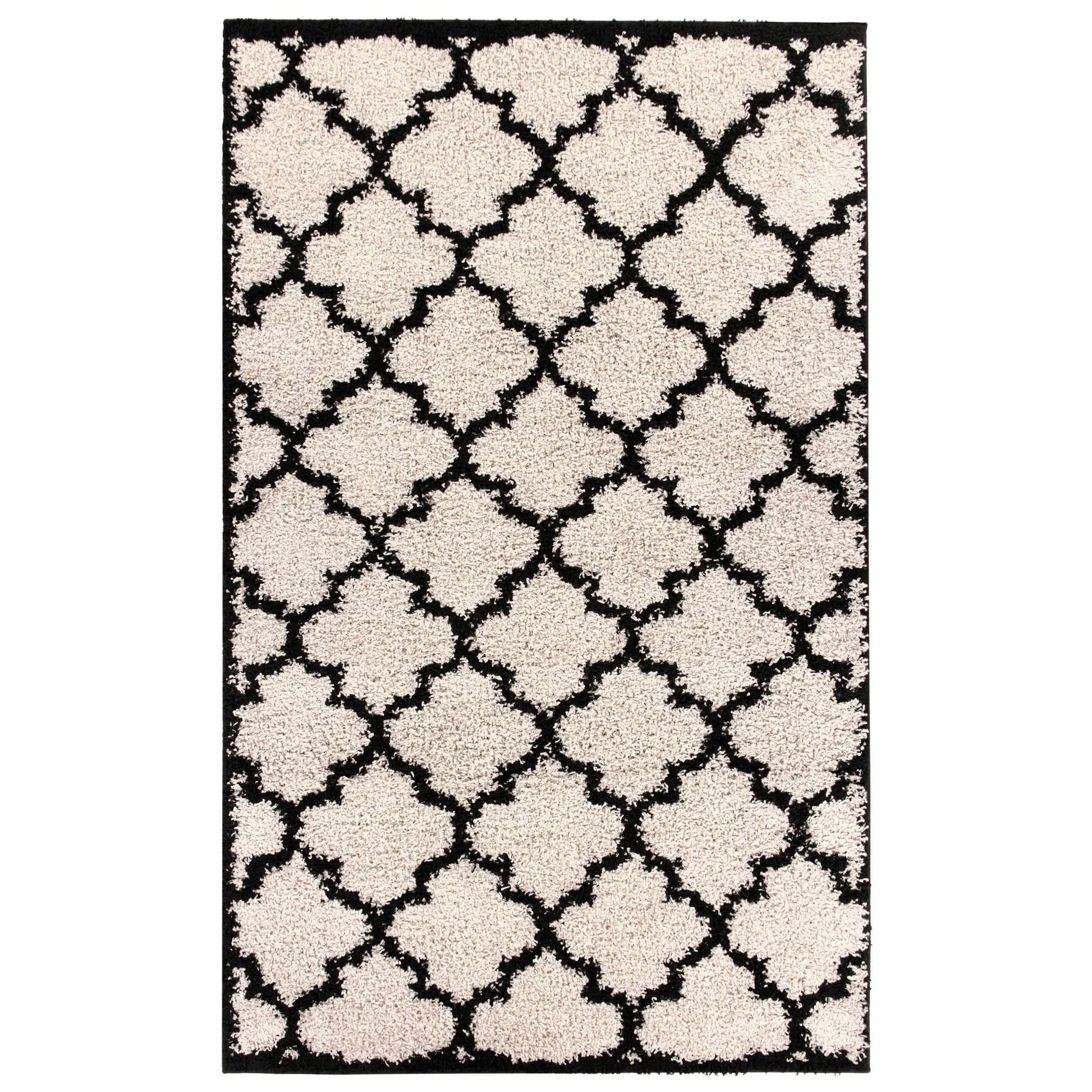 Superior Bengali Modern Geometric Lattice Trellis Indoor Shag Area Rug - Charcoal