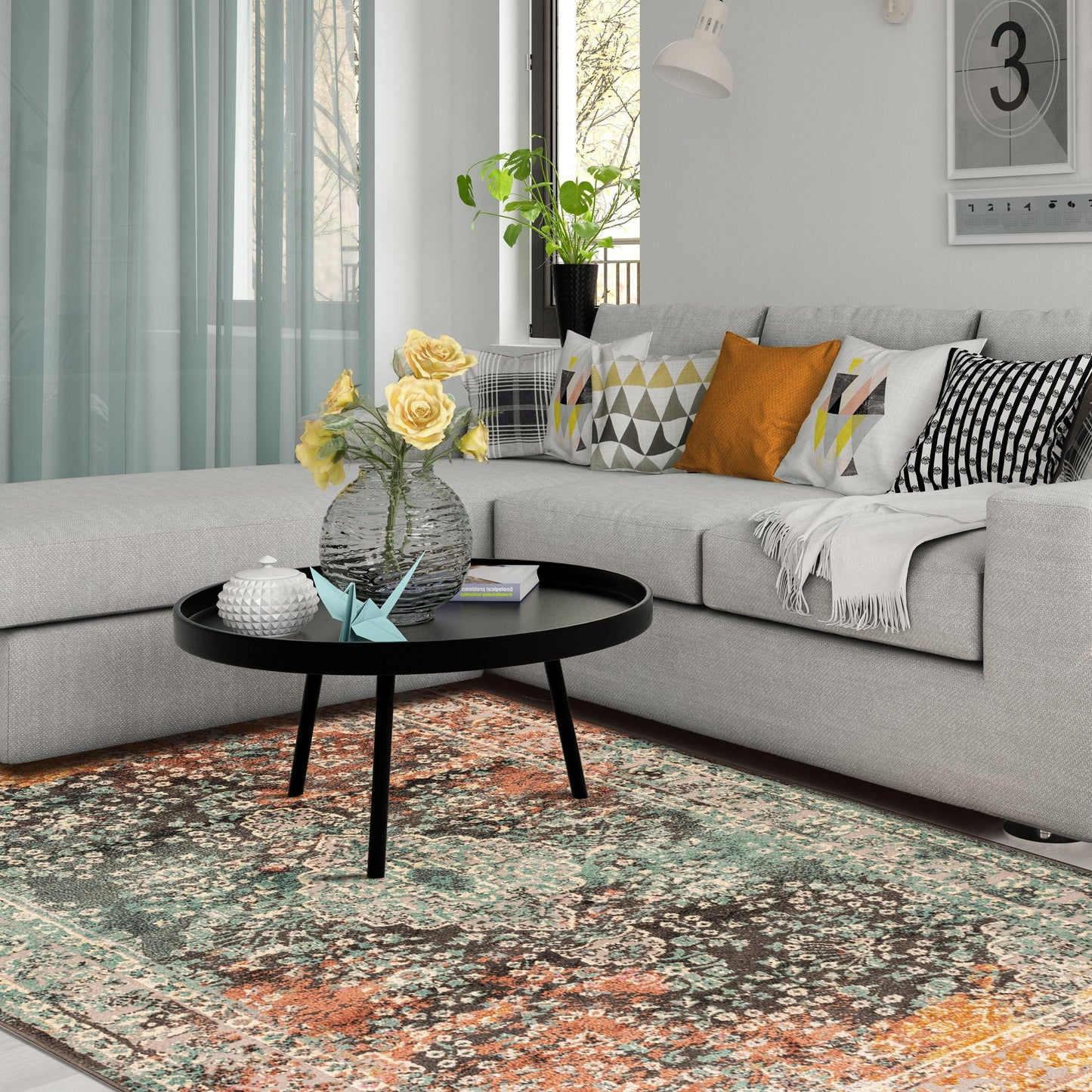 Superior Nova Distressed Center Medallion Artistic Area Rug