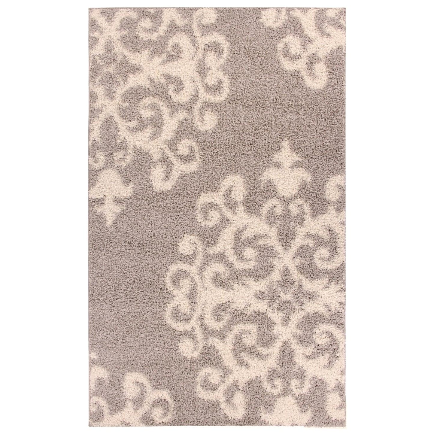 Superior Victorian Glam Floral Medallion Indoor Shag Area Rug  - Gold White