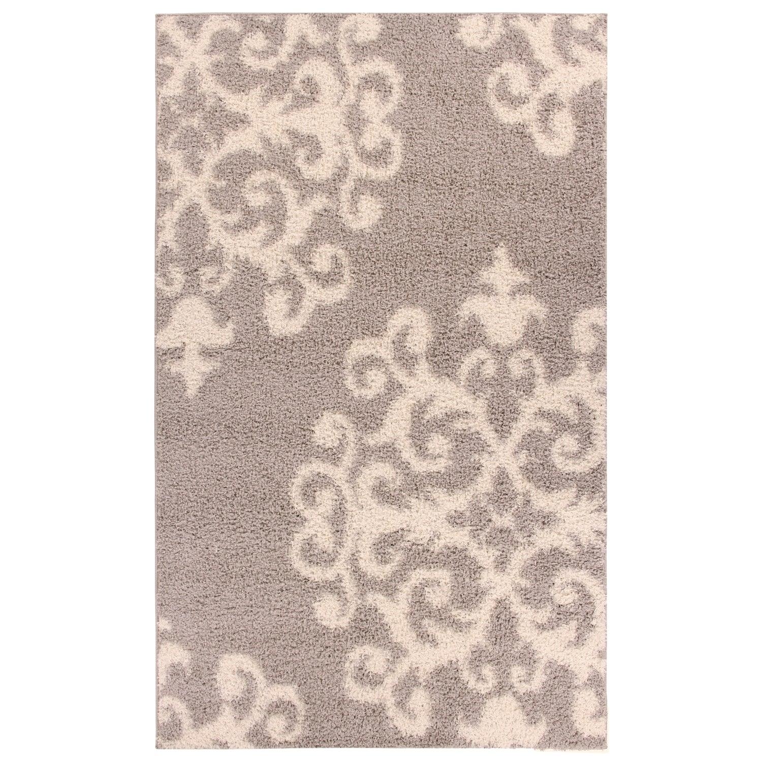 Superior Victorian Glam Floral Medallion Indoor Shag Area Rug  - Gold White