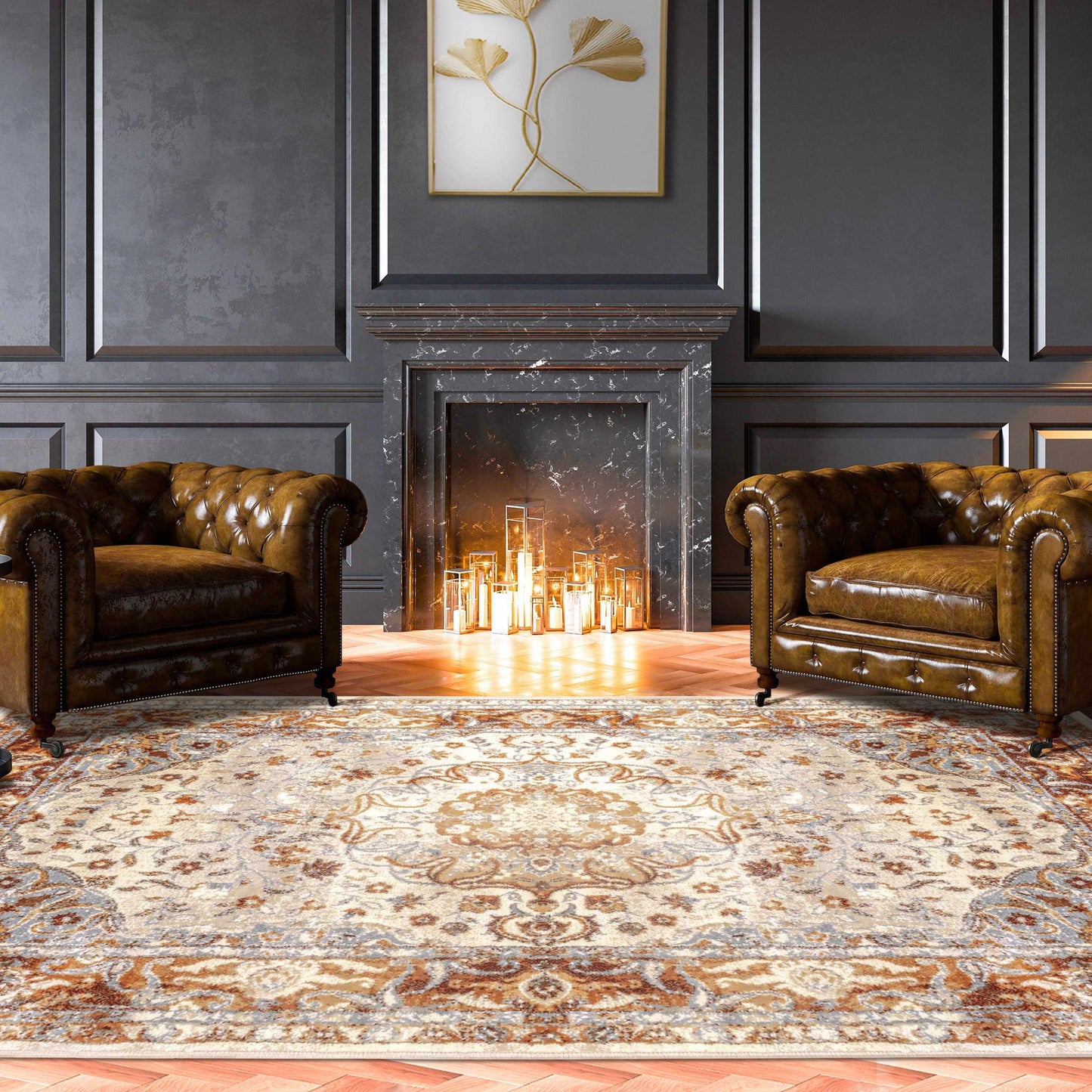 Archibold Vintage Inspired Traditional Medallion Area Rug or Runner