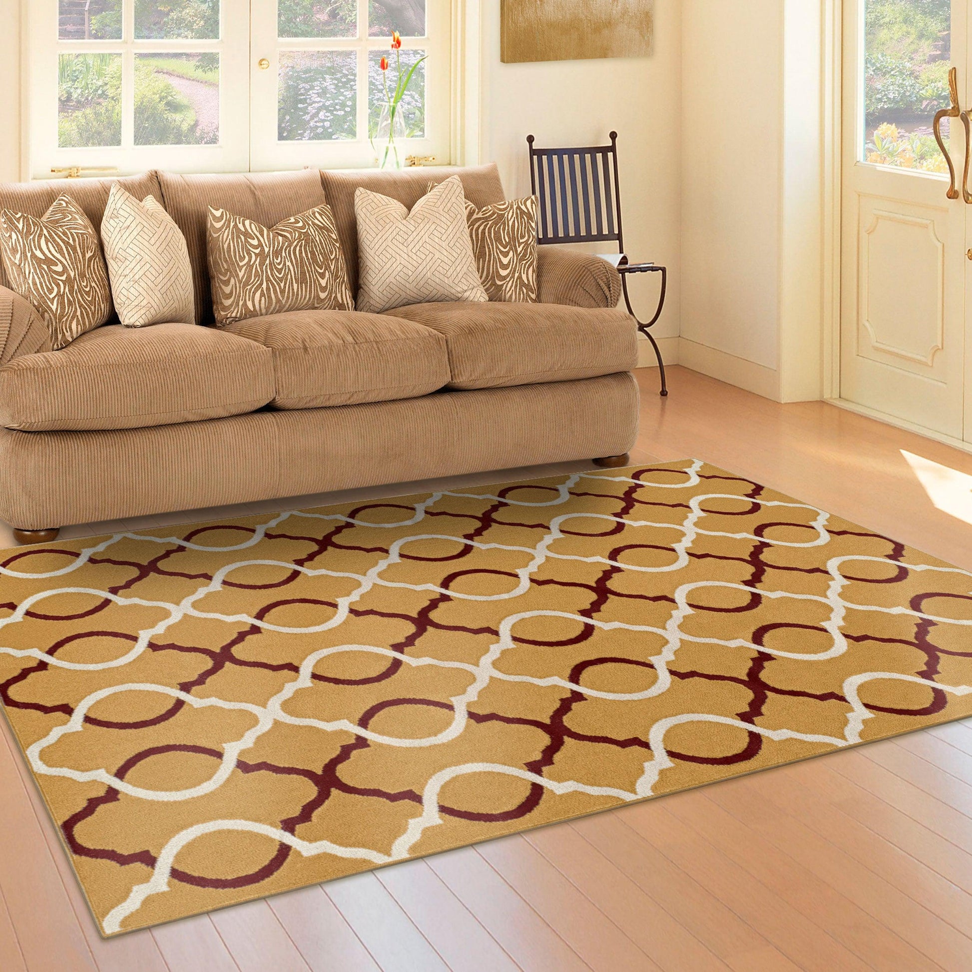 Superior Cadena Moroccan Trellis Contemporary Area Rug - Gold