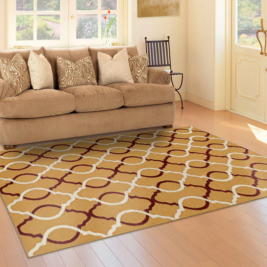 Superior Cadena Moroccan Trellis Contemporary Area Rug - Gold