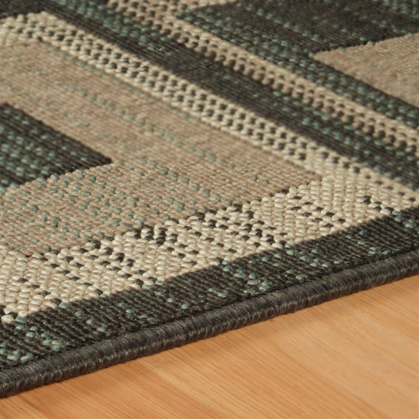 Superior Indoor Outdoor Jute Backed Colburn Geometric Weather Resistant Area Rug