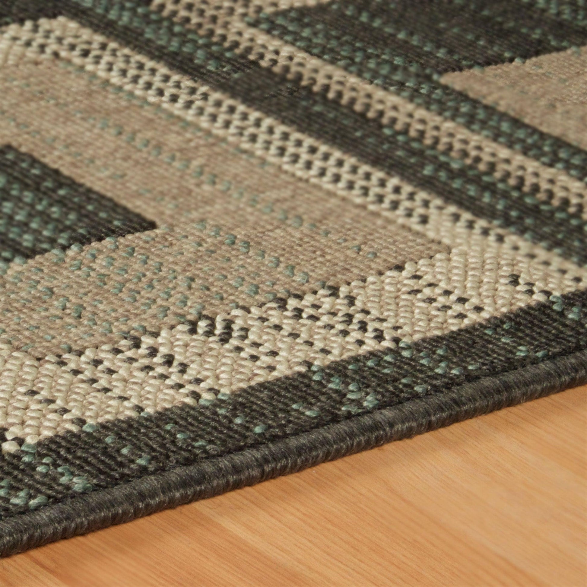 Superior Indoor Outdoor Jute Backed Colburn Geometric Weather Resistant Area Rug
