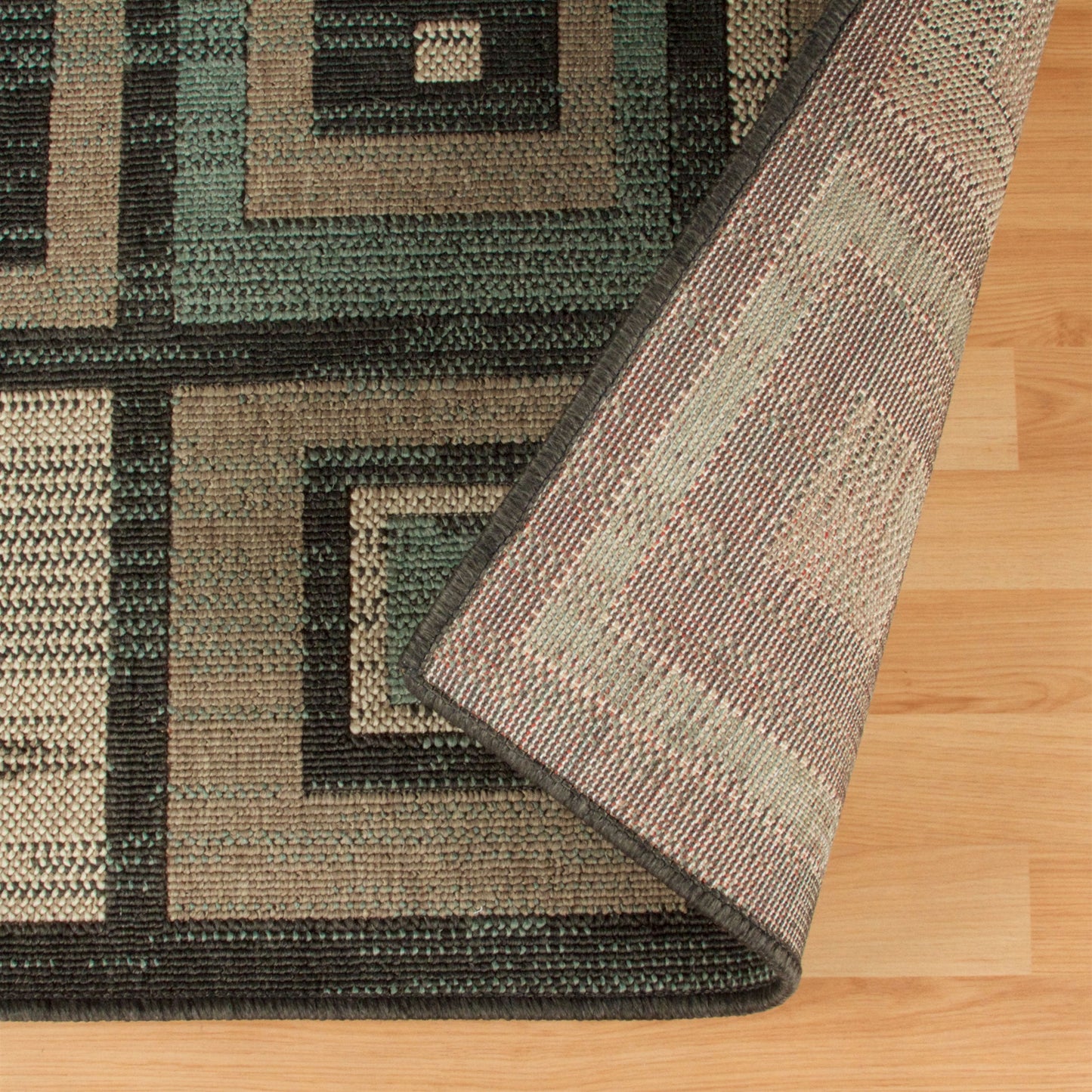 Superior Indoor Outdoor Jute Backed Colburn Geometric Weather Resistant Area Rug